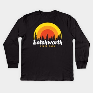 Letchworth State Park New York Camping Sunset Trees Kids Long Sleeve T-Shirt